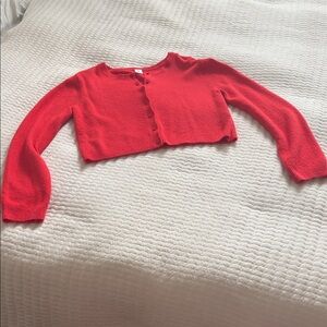 Abound Cropped Red Button-Up Knit Cardigan